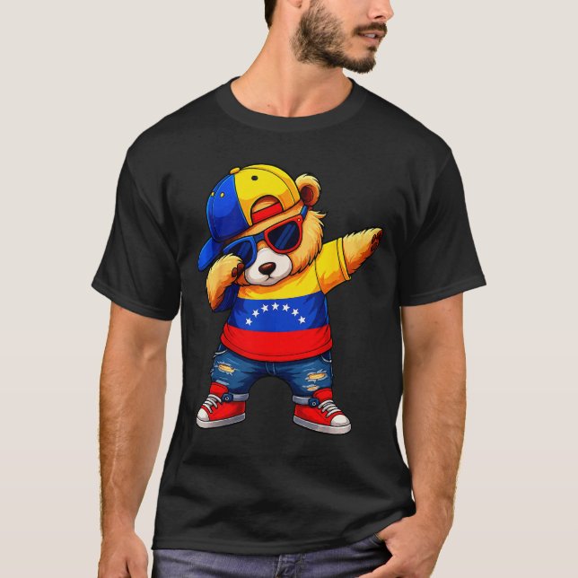 Venezuela Hispanic Heritage Venezuelan Bear Dabbin T-Shirt (Front)
