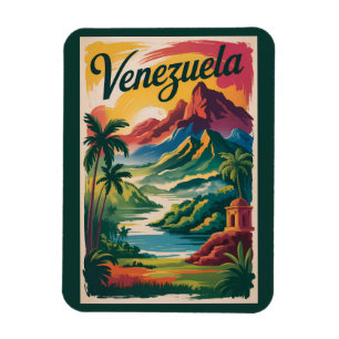 Venezuela Landscape Illustration Travel Art Retro Magnet