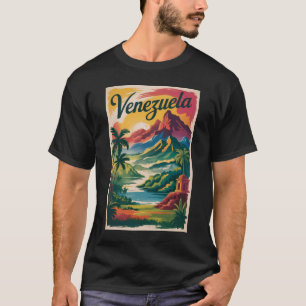 Venezuela Landscape Illustration Travel Art Retro T-Shirt