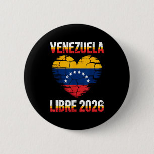 Venezuela Libre 2026 Venezuela Heart Flag 6 Cm Round Badge