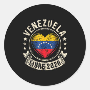 Venezuela Libre 2026 Venezuela Heart Flag  Classic Round Sticker