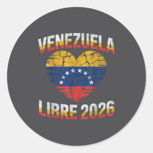 Venezuela Libre 2026 Venezuela Heart Flag  Classic Round Sticker