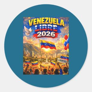 Venezuela Libre 2026 Venezuela Heart Flag  Classic Round Sticker
