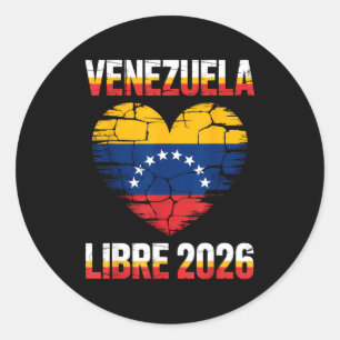 Venezuela Libre 2026 Venezuela Heart Flag  Classic Round Sticker