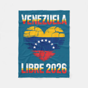 Venezuela Libre 2026 Venezuela Heart Flag  Fleece Blanket