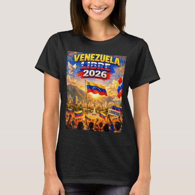 Venezuela Libre 2026 Venezuela Heart Flag  T-Shirt (Front)