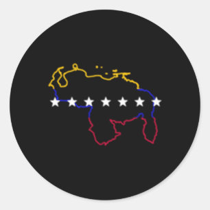 Venezuela Map 7 Stars Flag Classic Round Sticker