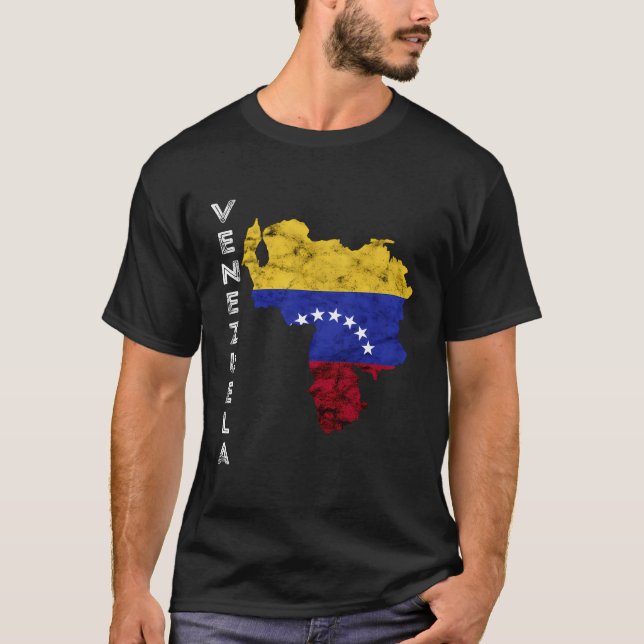 Venezuela Map Travel Trip Venezuelan 7 Stars Flag  T-Shirt (Front)