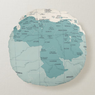Venezuela Map - Vintage High Detailed vintage Illu Round Cushion