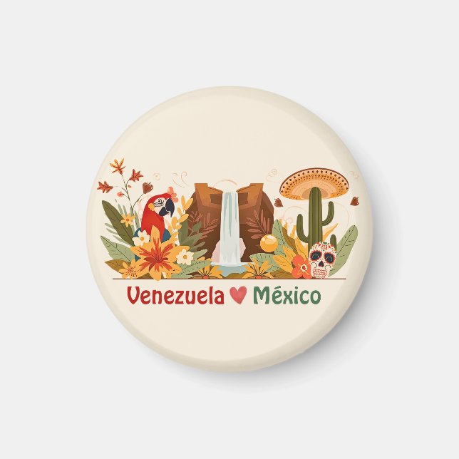 Venezuela ❤️ Mexico Latin Love and Spanish Pride Magnet (Front)