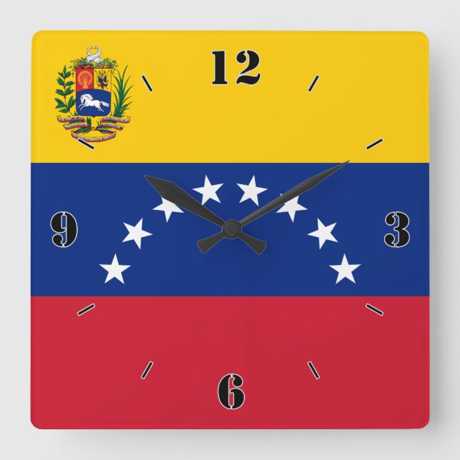 Venezuela National Flag Patriotic Square Wall Clock (Front)