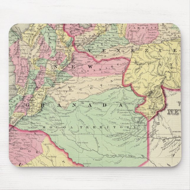 Venezuela, New Granada And Ecuador Mouse Mat (Front)