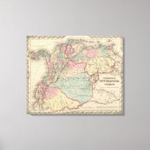 Venezuela, New Granada Colombia and Ecuador Canvas Print