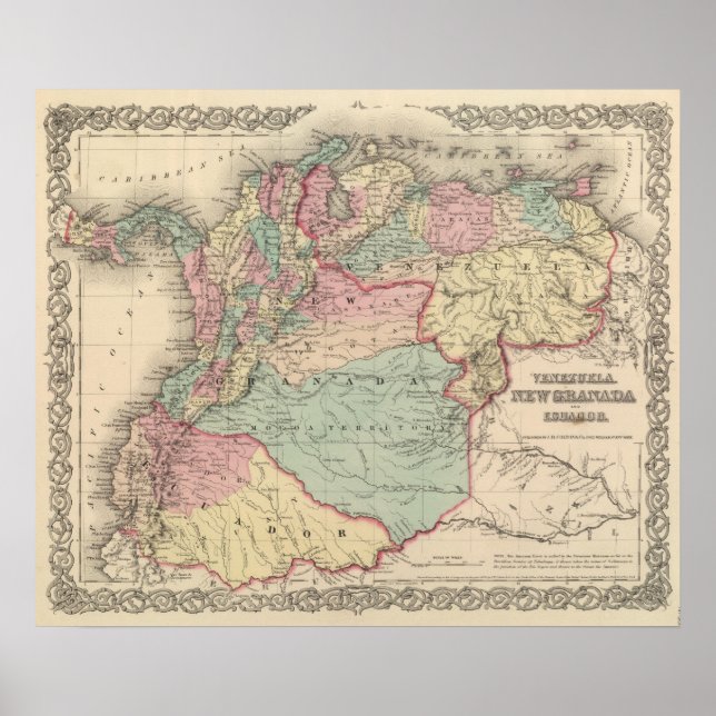 Venezuela, New Granada Colombia and Ecuador Poster (Front)
