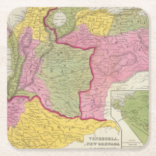 Venezuela, New Grenada & Equador Square Paper Coaster
