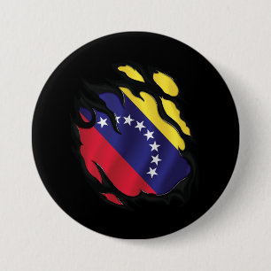 Venezuela Ripped Flag 7.5 Cm Round Badge
