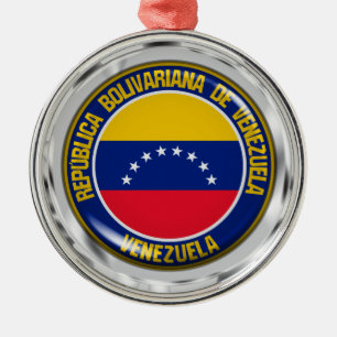 Venezuela Round Emblem Metal Tree Decoration