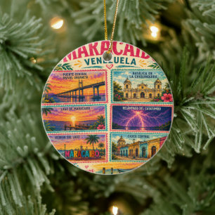 Venezuela Stamp Maracaibo Estado Zulia Tropical Tr Ceramic Tree Decoration