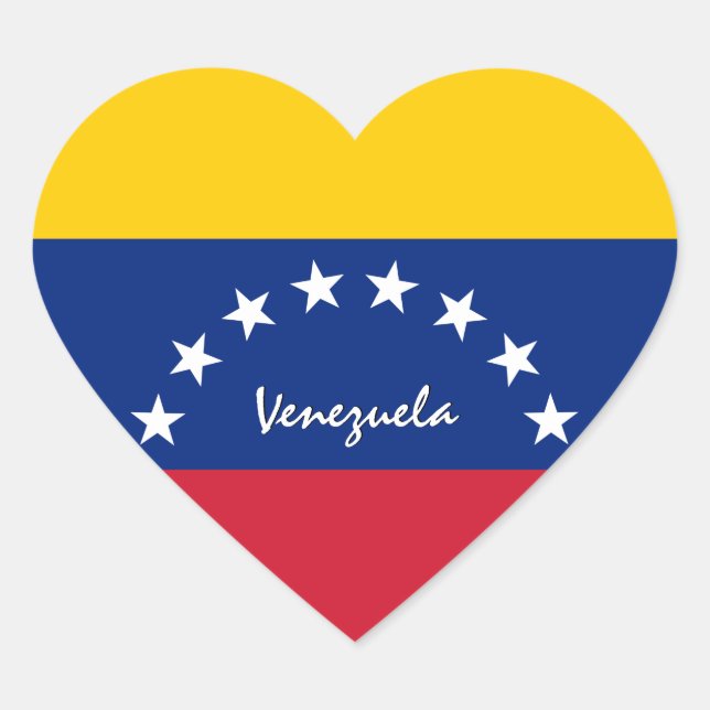 Venezuela Sticker, Heart, Love, Venezuelan Flag Heart Sticker (Front)