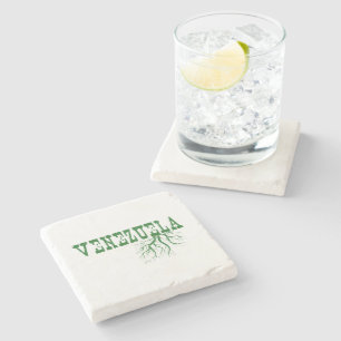 Venezuela tree roots word art Venezuelan rooted Stone Coaster