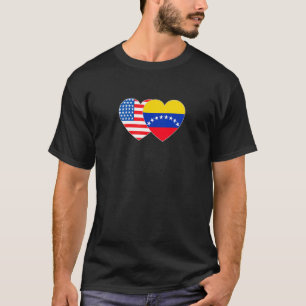 Venezuela USA Flag Twin Heart 4 Venezuelan America T-Shirt