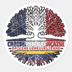 Venezuela Venezuela French France Tree Roots Flag Classic Round Sticker