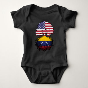 Venezuela Venezuelan American USA Tree Roots Flag Baby Bodysuit