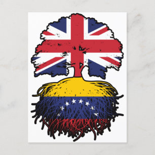Venezuela Venezuelan British UK Tree Roots Flag Postcard