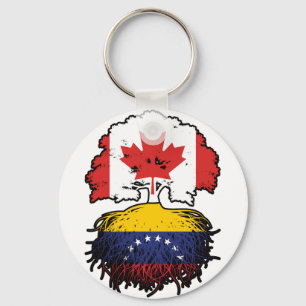 Venezuela Venezuelan Canadian Canada Tree Roots Key Ring