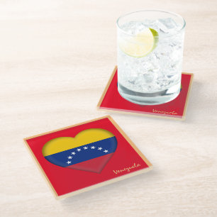 Venezuela & Venezuelan Flag Heart /party dining Glass Coaster