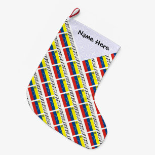 Venezuela Venezuelan Flag Tiled Personalised Name Large Christmas Stocking
