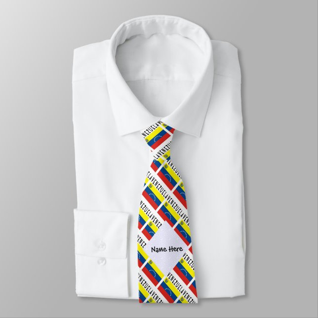Venezuela Venezuelan Flag Tiled Personalised  Tie (Tied)