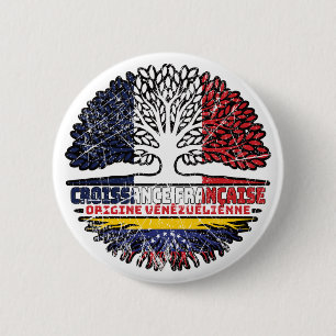 Venezuela Venezuelan French France Tree Roots Flag 6 Cm Round Badge