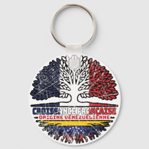 Venezuela Venezuelan French France Tree Roots Flag Key Ring
