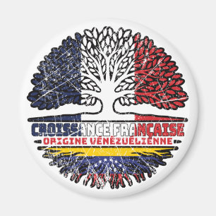Venezuela Venezuelan French France Tree Roots Flag Magnet