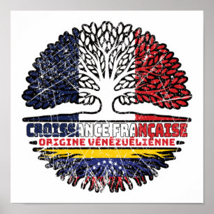 Venezuela Venezuelan French France Tree Roots Flag Poster
