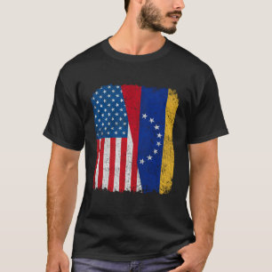 Venezuelan American Flag Half USA Venezuela Root P T-Shirt