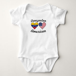 Venezuelan American Flag Hearts Baby Bodysuit