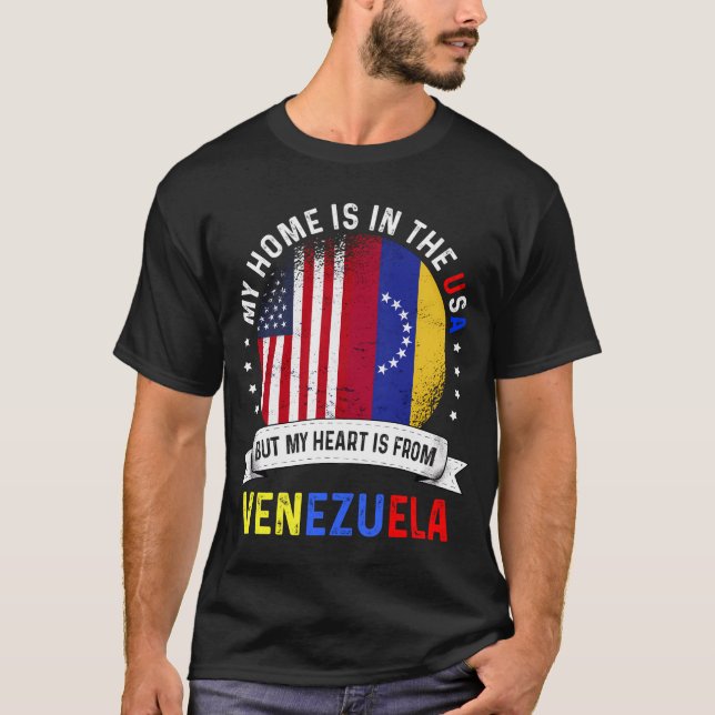 Venezuelan American Patriot Heart Is From Venezuel T-Shirt (Front)