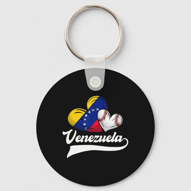 Venezuelan Baseball Player Venezuela Flag Heart Ba Key Ring (Front)