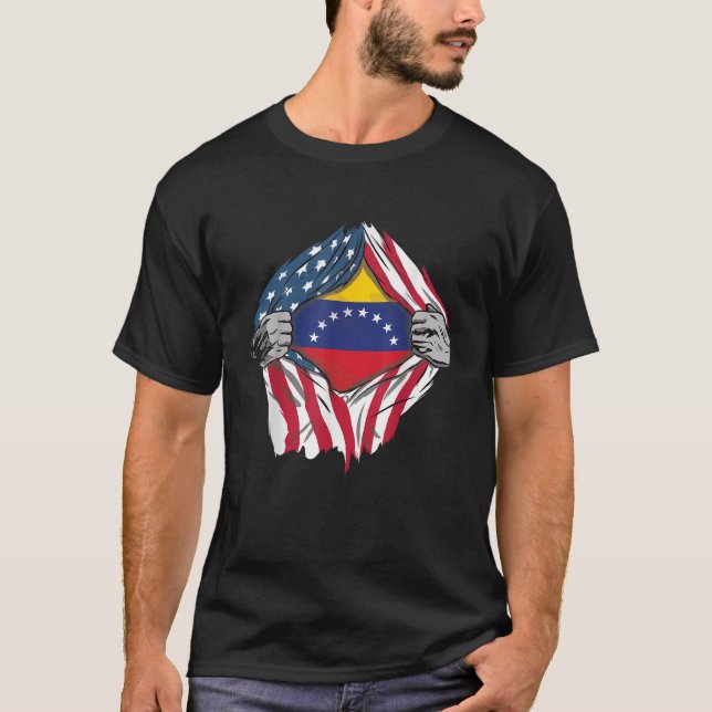 Venezuelan Blood Inside Me Venezuela Flag Bandera  T-Shirt (Front)