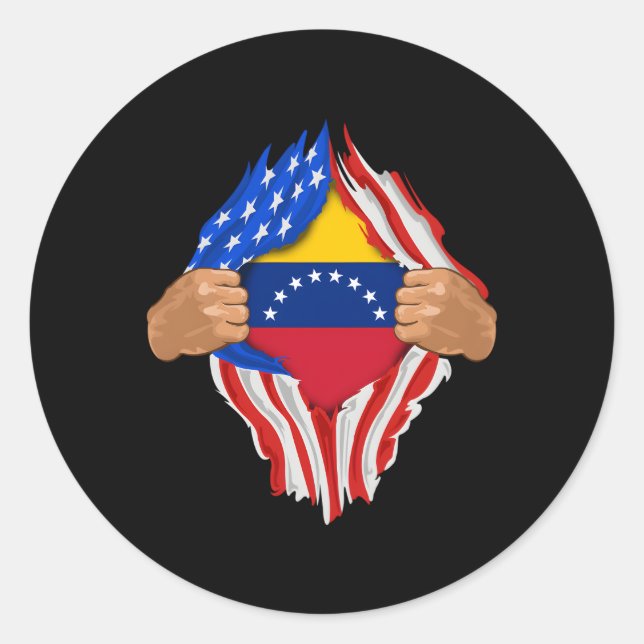 Venezuelan Blood Inside Me Venezuela Flag Classic Round Sticker (Front)