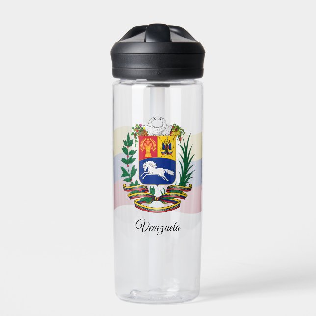 Venezuelan Coat of Arms, Flag, Venezuela Water Bottle (Front)