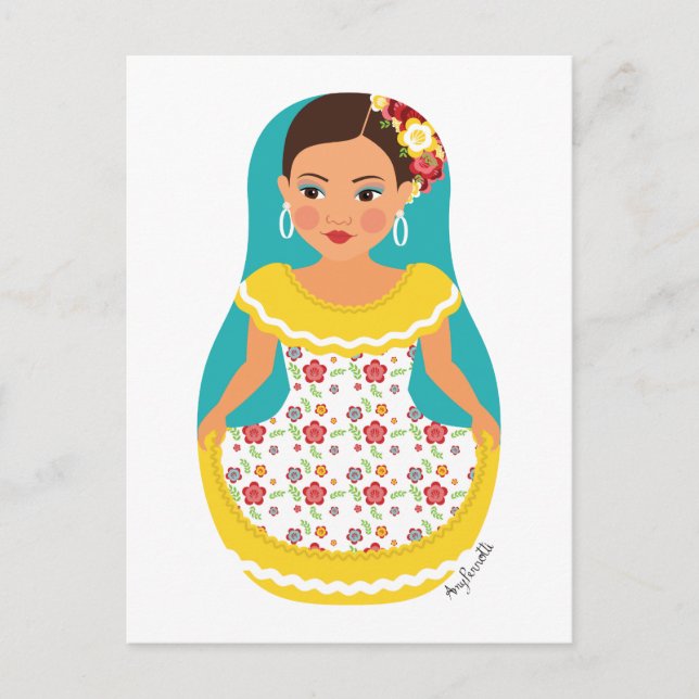 Venezuelan Dancer Matryoshka Postcard (Front)