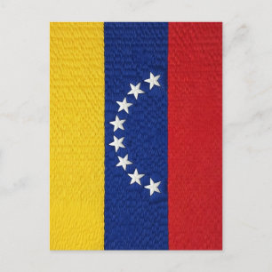Venezuelan flag embroidery style design postcard