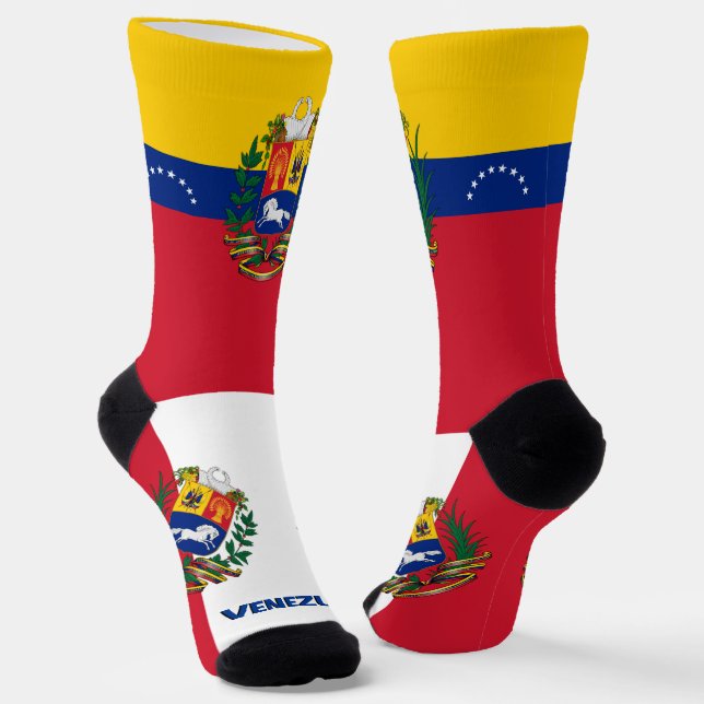 Venezuelan Flag Patriotic, Sustainable Venezuela Socks (Angled)