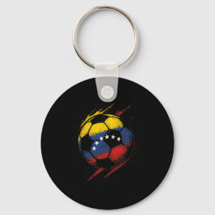 Venezuelan Flag Soccer Byll - Footbyll Player Prid Key Ring