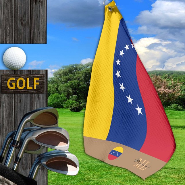 Venezuelan flag & Venezuela monogrammed /golf Golf Towel (Creator Uploaded)