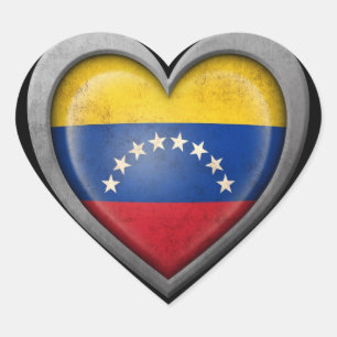 Venezuelan Heart Flag with Metal Effect Heart Sticker