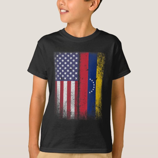 Venezuelan Roots American Grown Venezuela Usa Flag T-Shirt (Front)